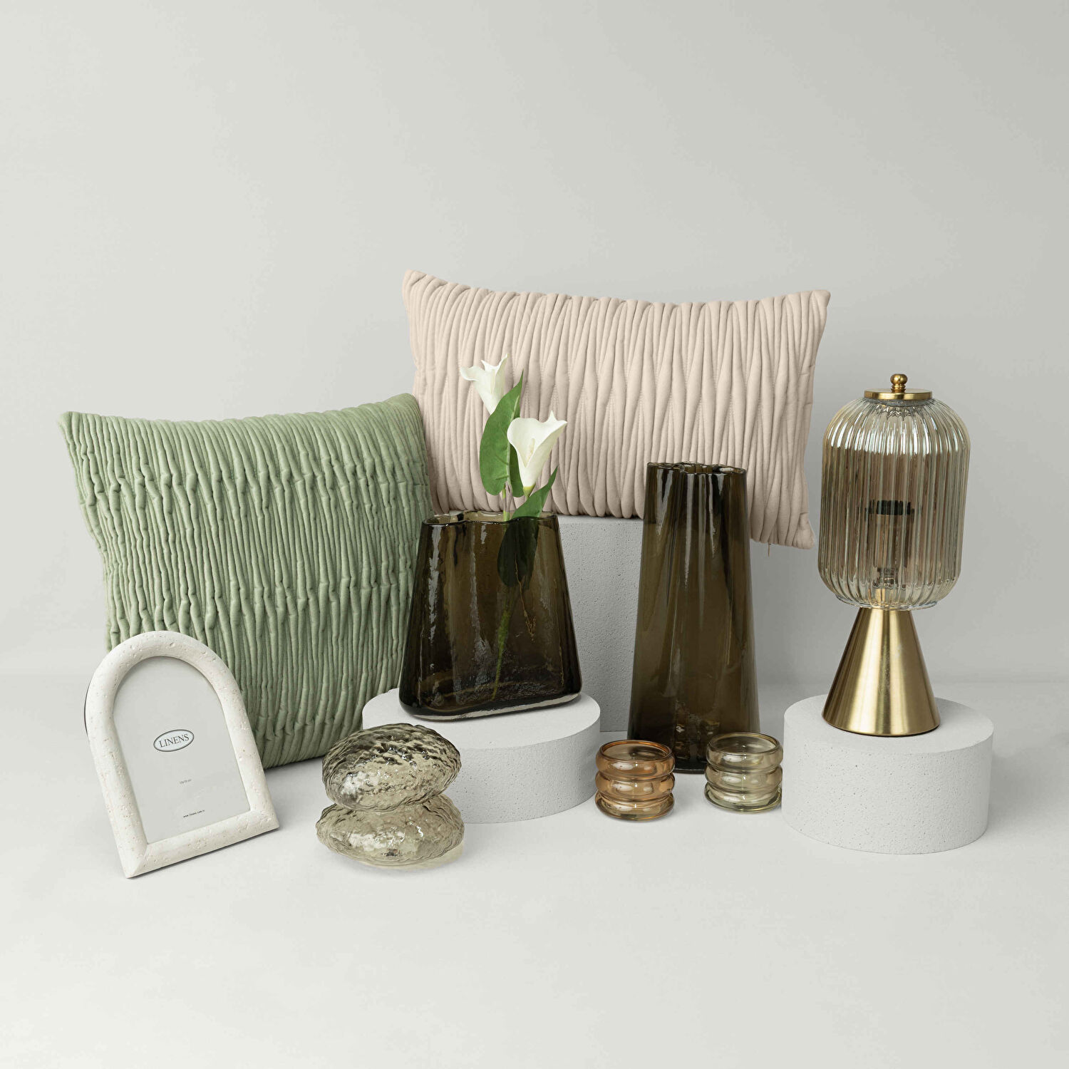 Linens Latte 13,5x12x11 cm Led Dekor Kahve