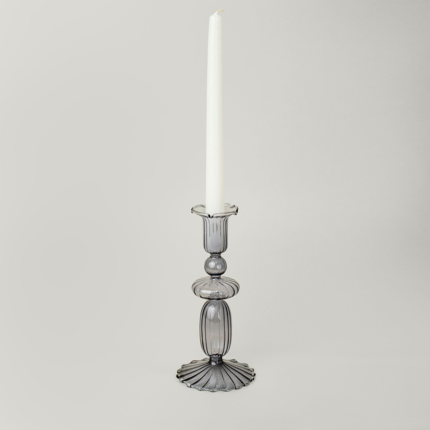 Linens Ecow Şamdan 9x9x19 cm Gri