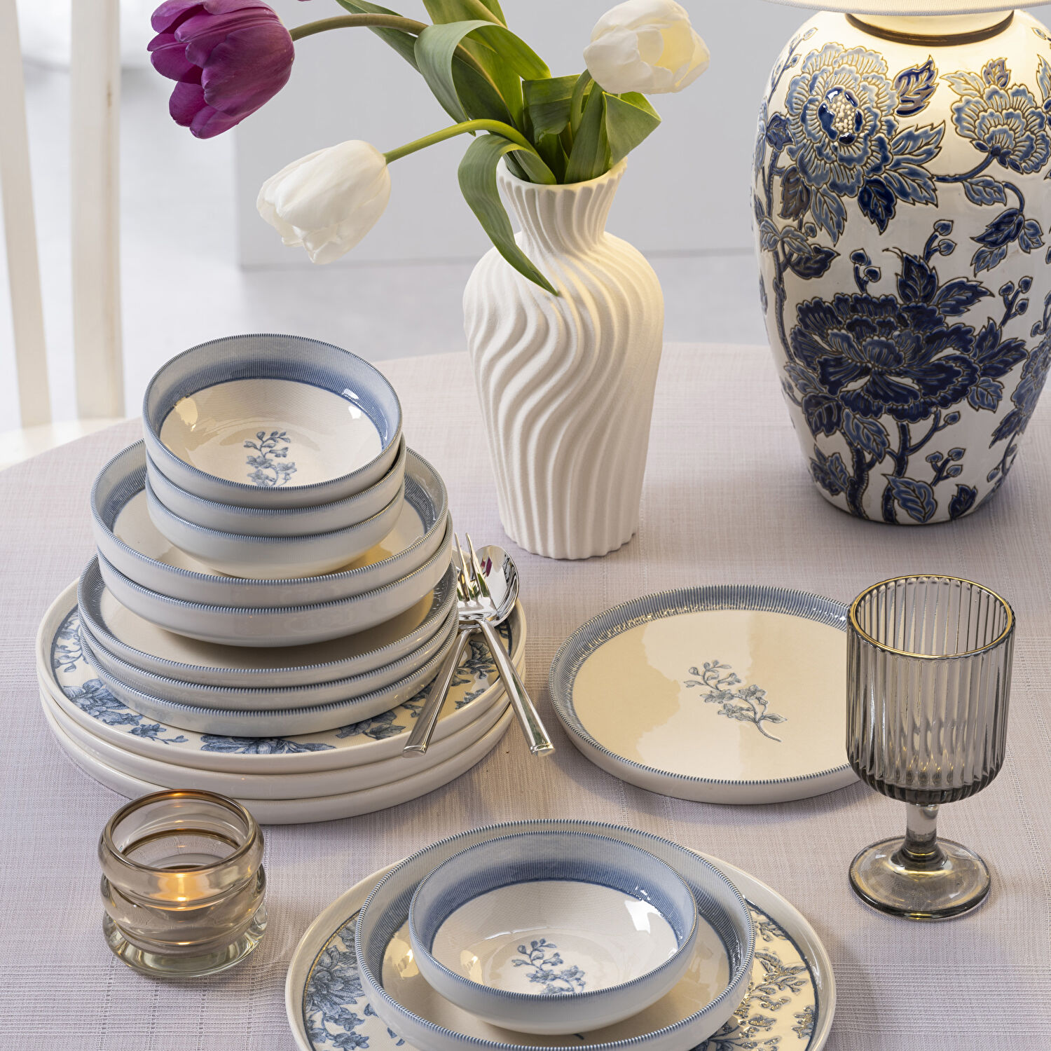 Pierre Cardin Isla Blue Porselen 24 Parça Yemek Takımı