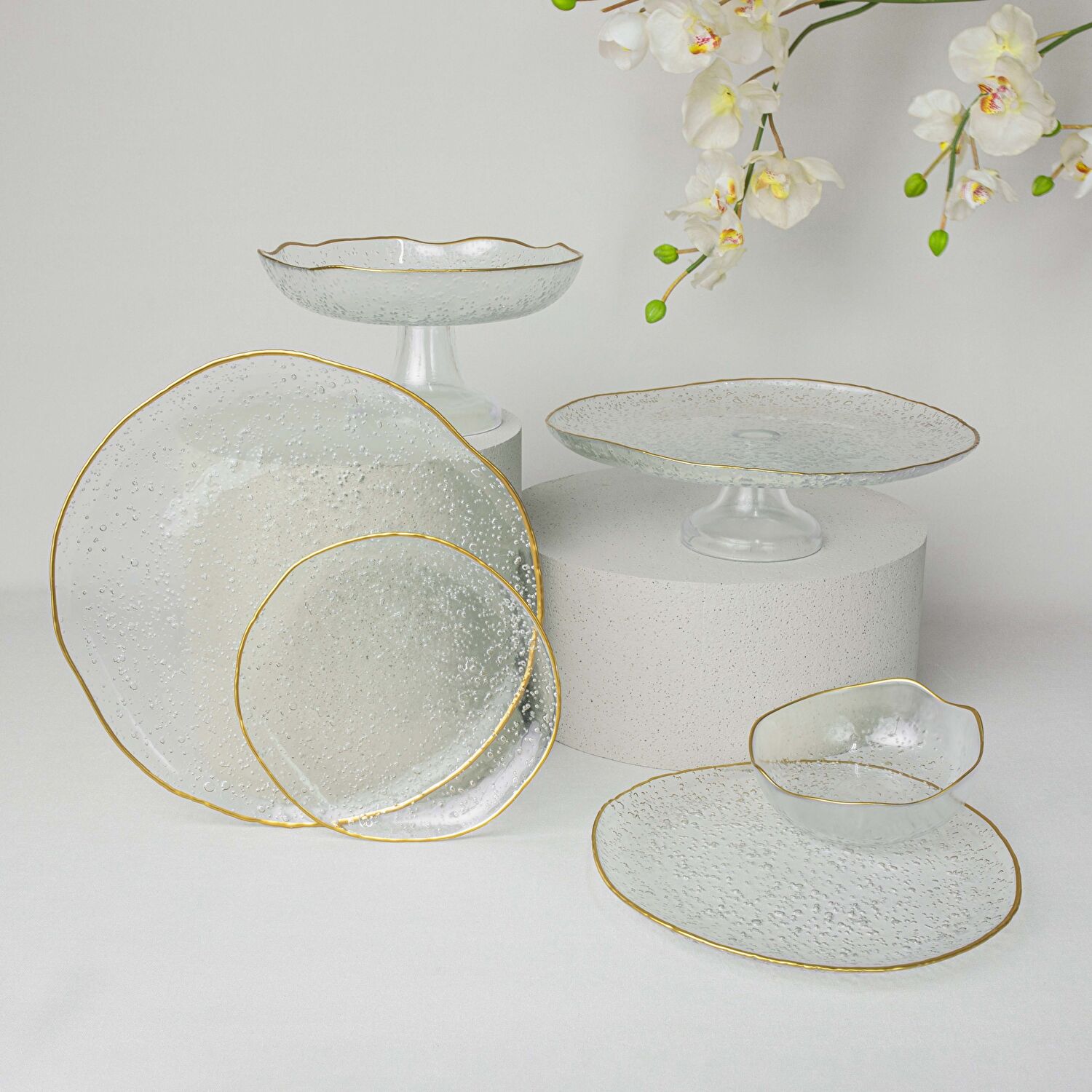 Linens Bubble Servis Tabak 27 cm Gold