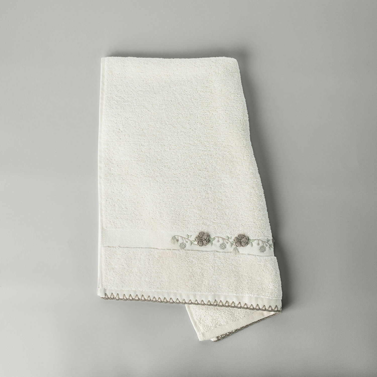 Linens Fiora Pamuk 50x85 cm Yüz Havlusu Ekru (450 G/M²)