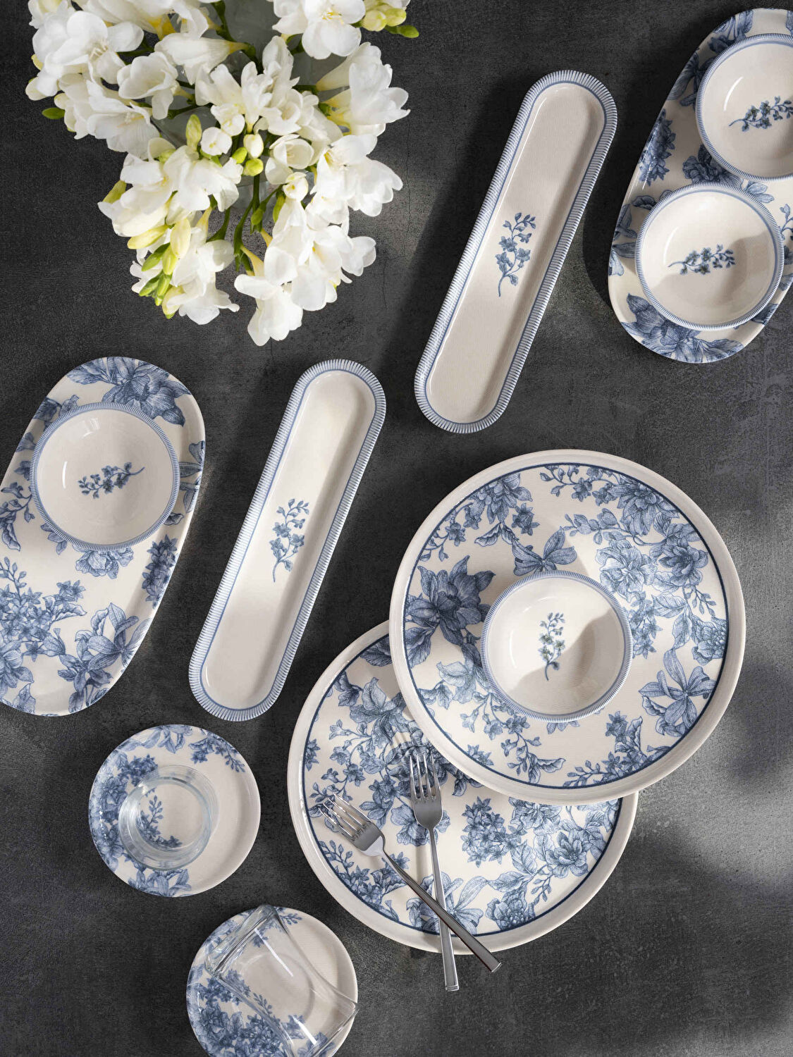 Pierre Cardin Isla Blue Porselen 28 Parça Kahvaltı Takımı