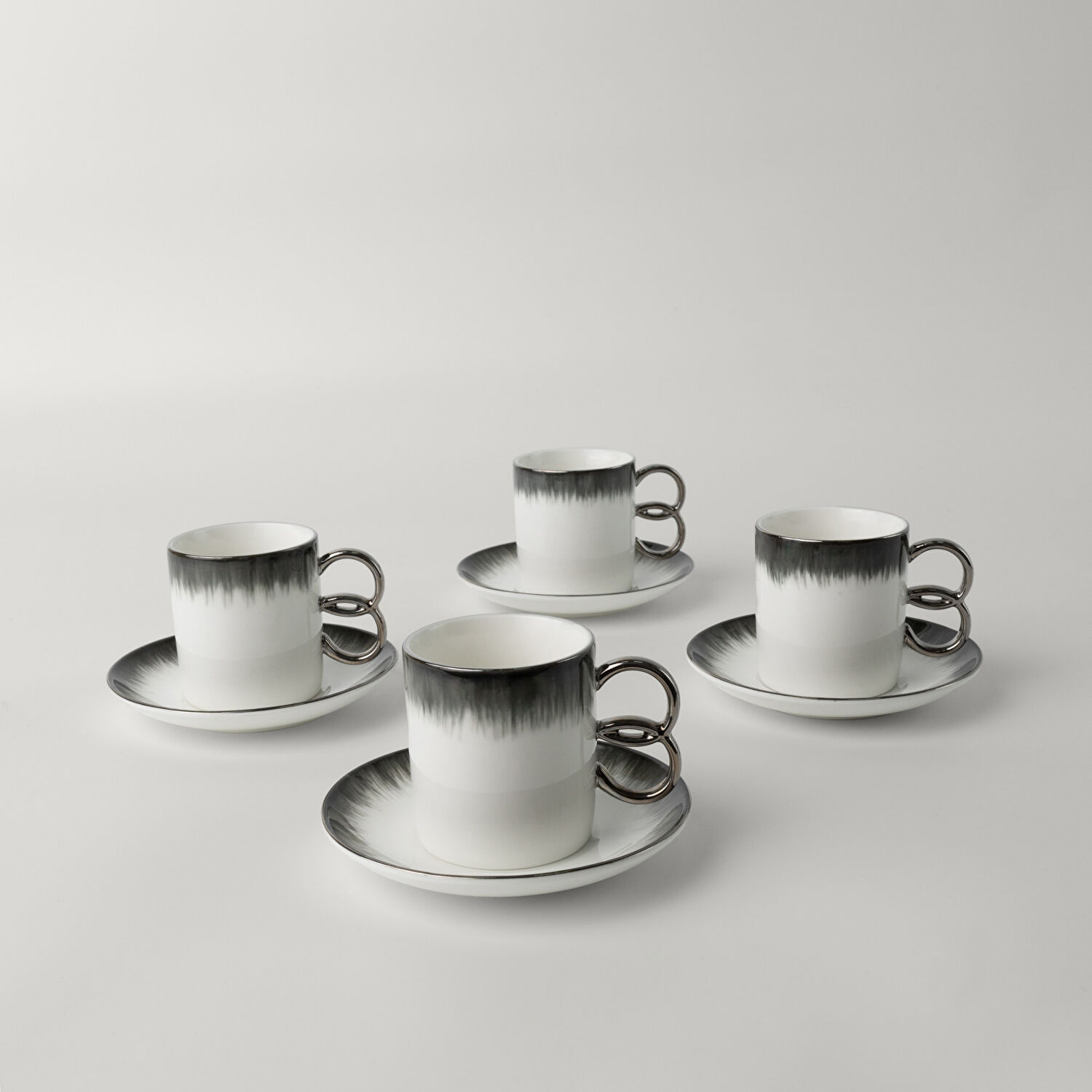 Linens Edith Porselen 4'lü 110 ml Kahve Fincan Takımı Antrasit