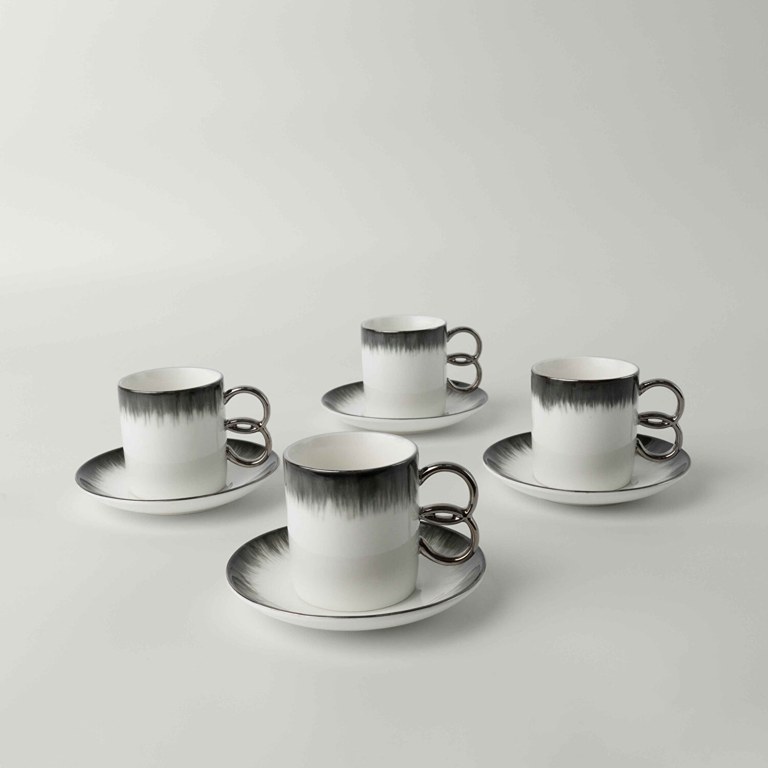 Linens Edith Porselen 4'lü 110 ml Kahve Fincan Takımı Antrasit