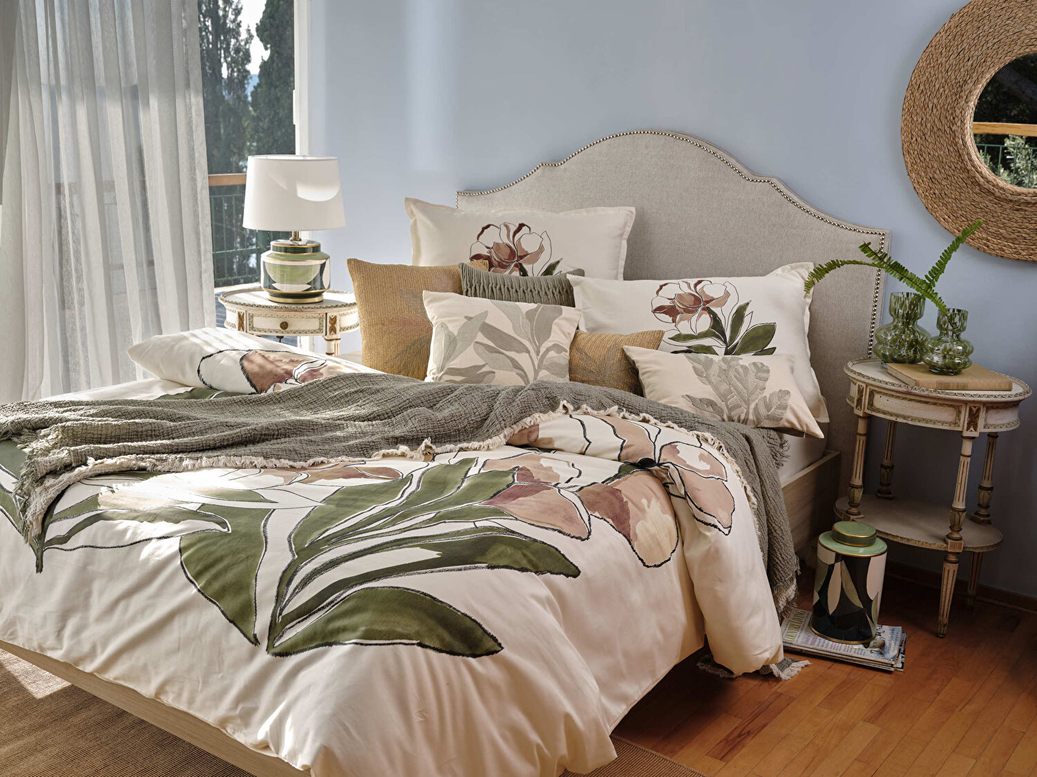 Linens Fiddle 45x45 cm Kırlent Kılıfı Yeşil