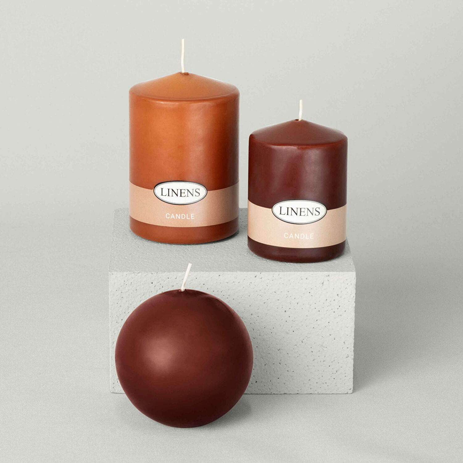 Linens Basic Çap 6 cm Yükseklik 8 cm Baton Mum Kahve