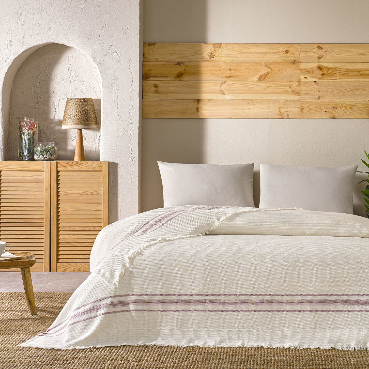 Linens Doce Pike Çift Kişilik Gri