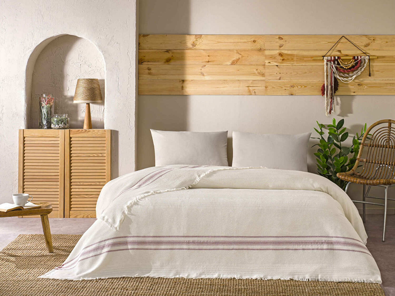 Linens Doce Pike Çift Kişilik Gri