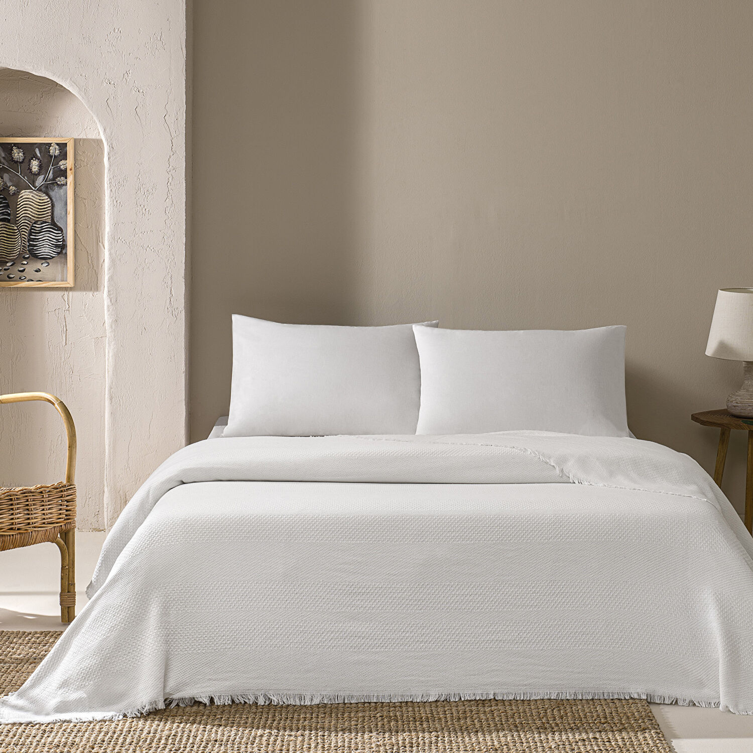 Linens Comet Pike Çift Kişilik Beyaz