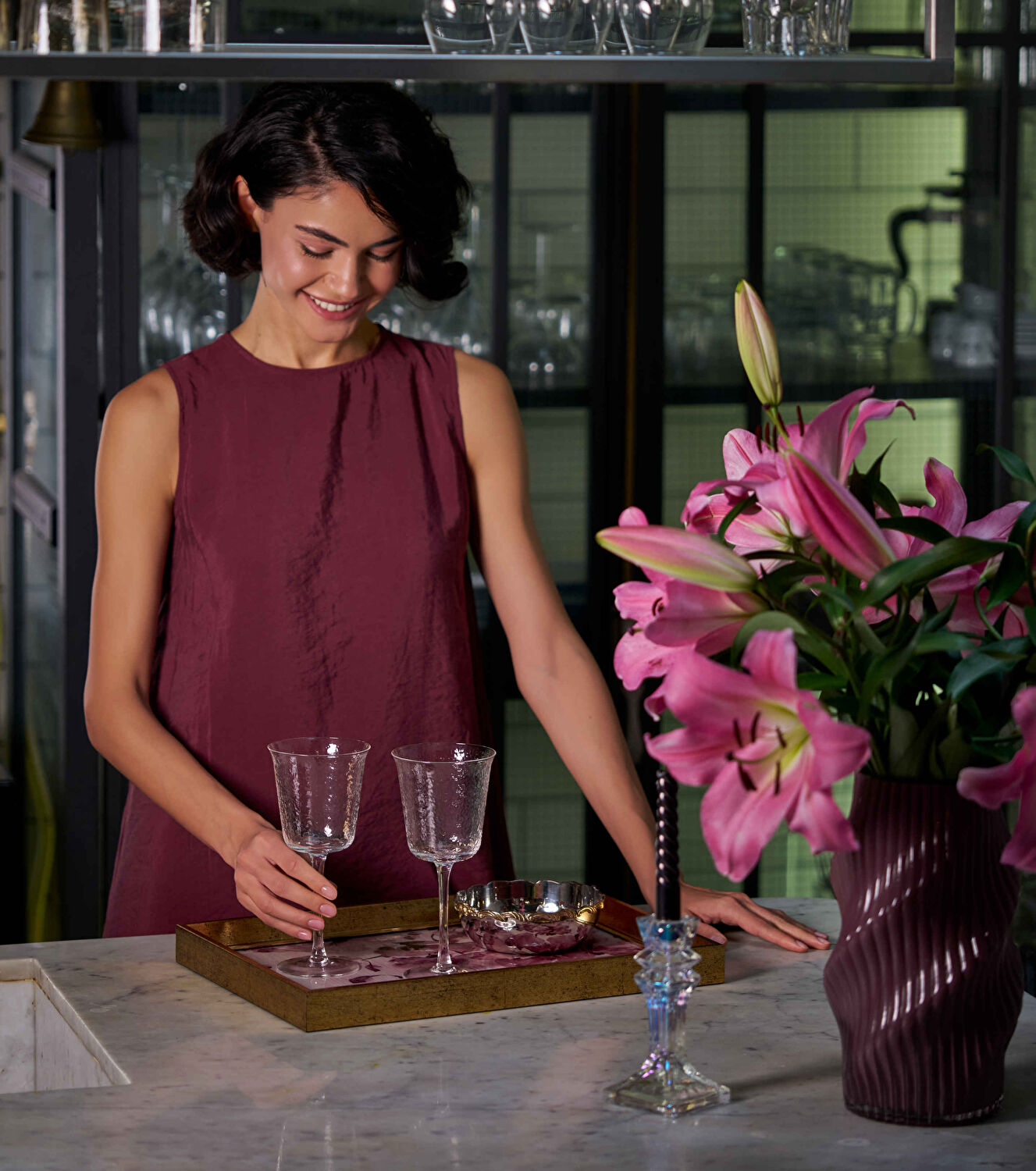 Linens Lenzy 13x13x23 cm Vazo Mürdüm