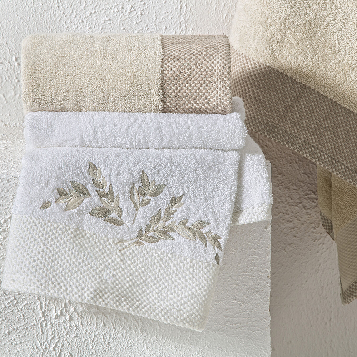 Taç Iris Pure Cotton Pamuk Hamam Seti Krem Camel