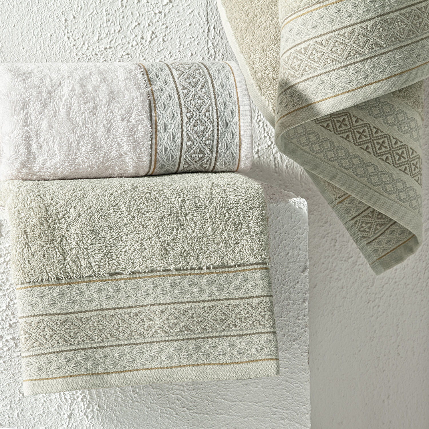 Taç Ethna Pure Cotton Pamuk Hamam Seti Ekru Taş