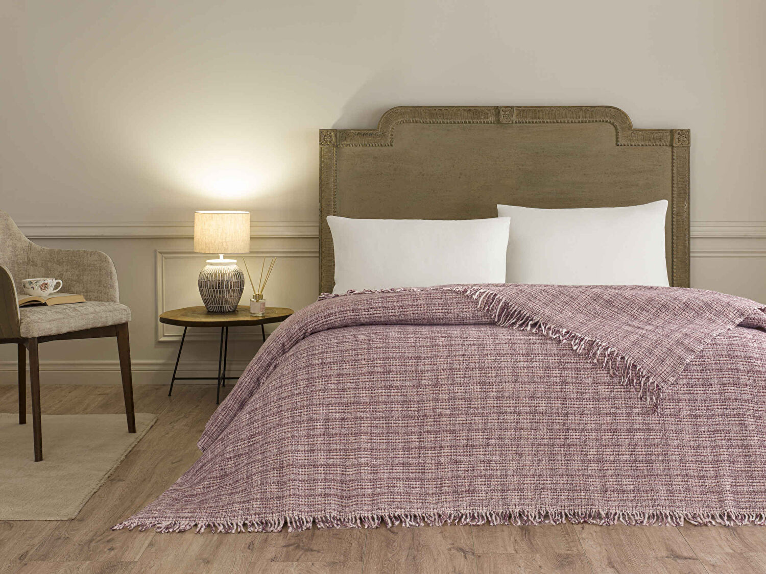 Linens Amorie Çift Kişilik Pembe Battaniye