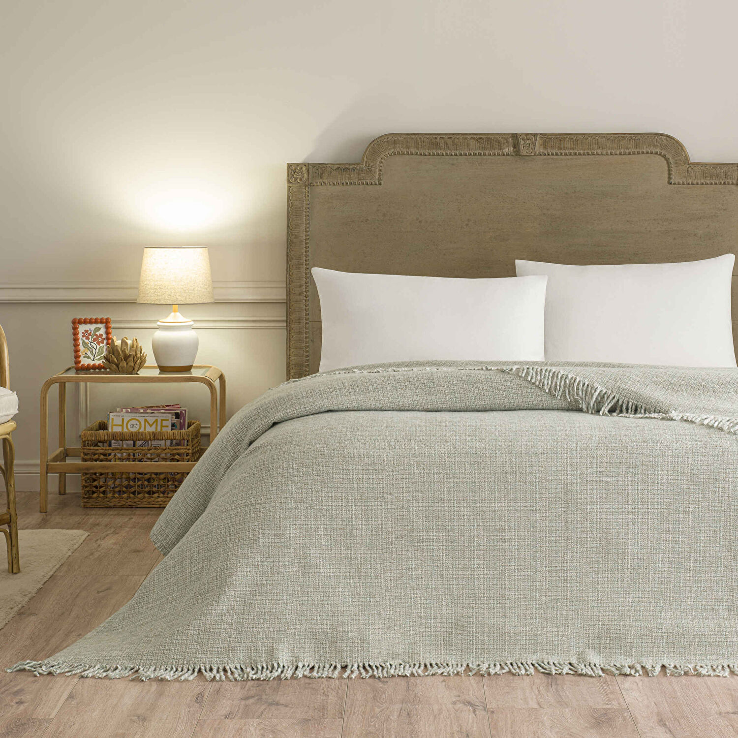 Linens Amorie Tek Kişilik Yeşil Battaniye