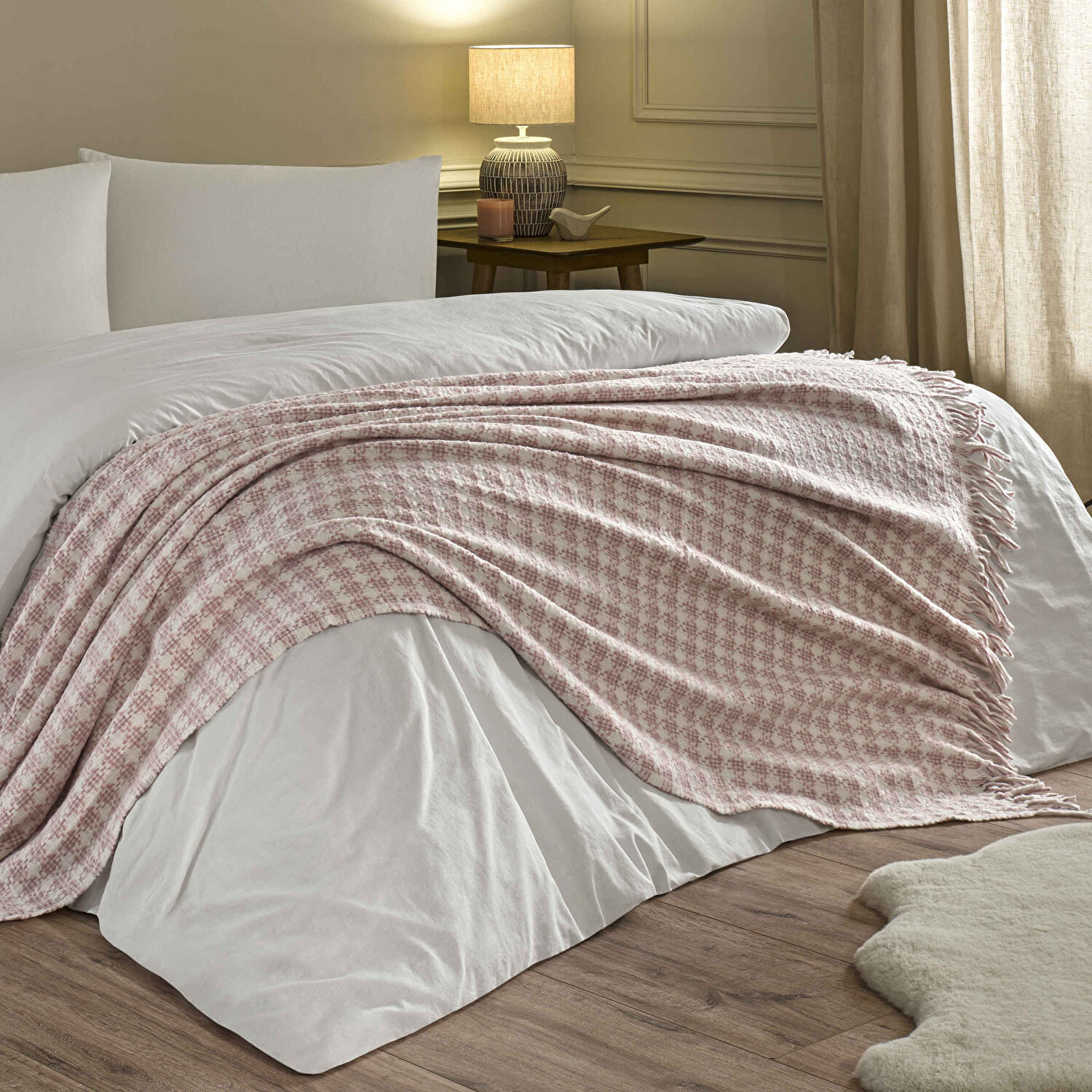 Linens Plumea Throw / Tv Battaniyesi Gül Kurusu Tek Kişilik