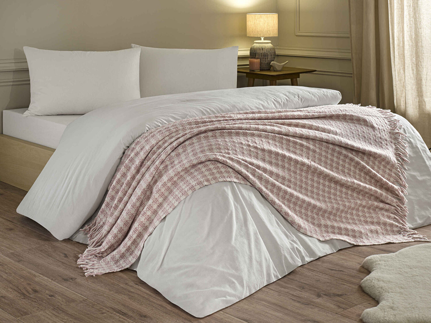 Linens Plumea Throw / Tv Battaniyesi Gül Kurusu Tek Kişilik