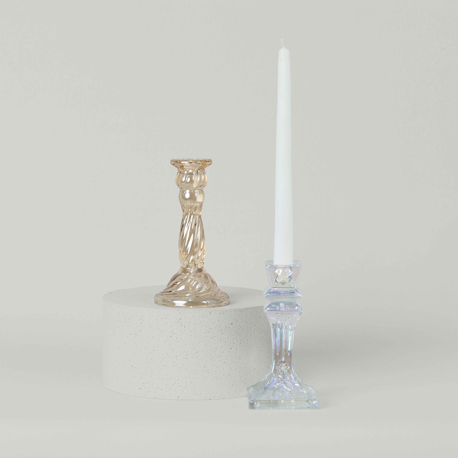 Linens Classy Şamdan 8x8x16 cm Şeffaf