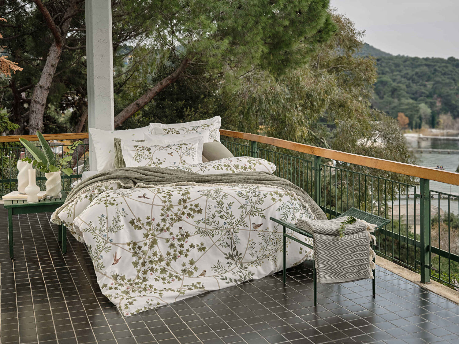 Linens Coraux Pamuk Muslin Çift Kişilik Pike Haki