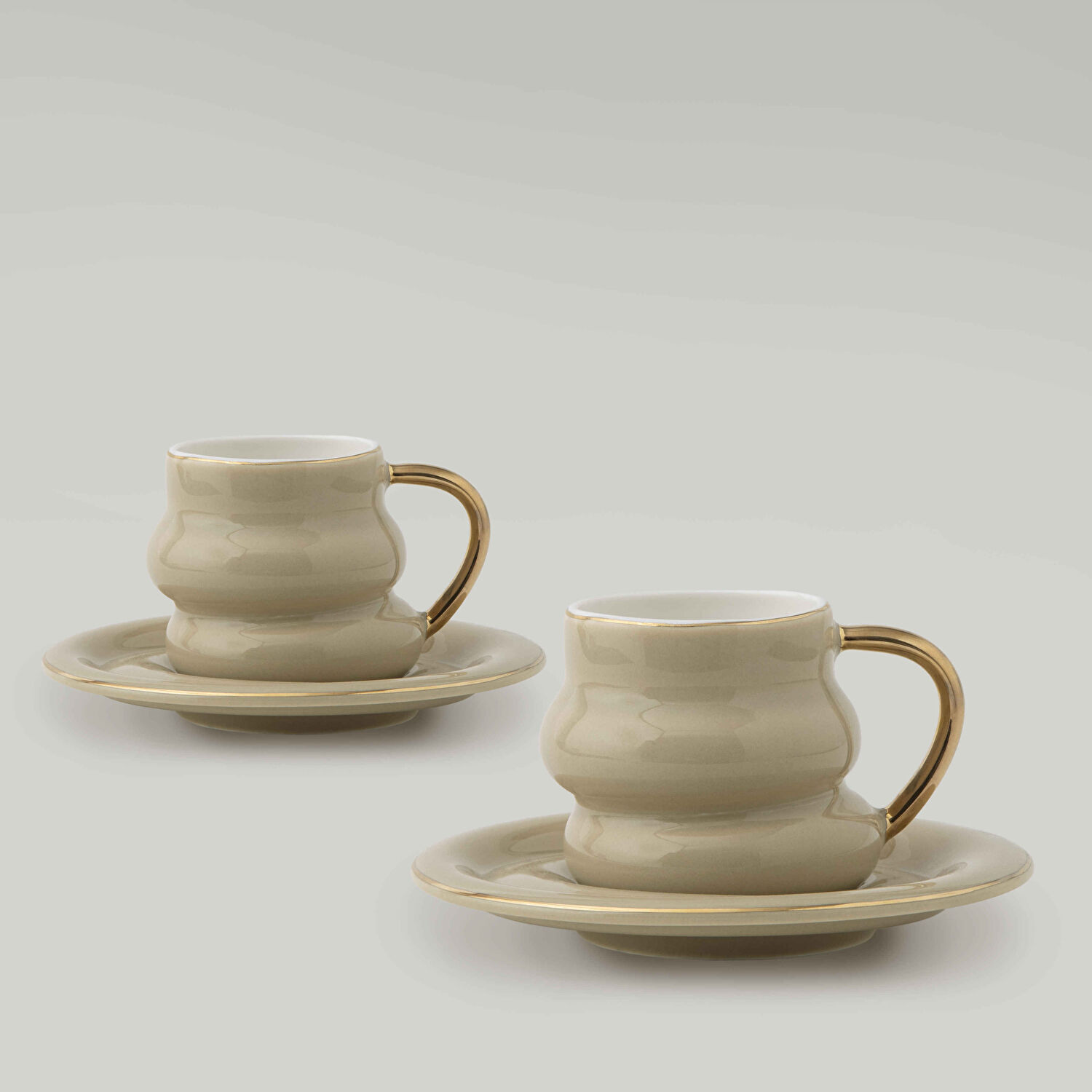 Linens Petal Porselen 2'li 95 ml Kahve Fincan Takımı Bej Gold