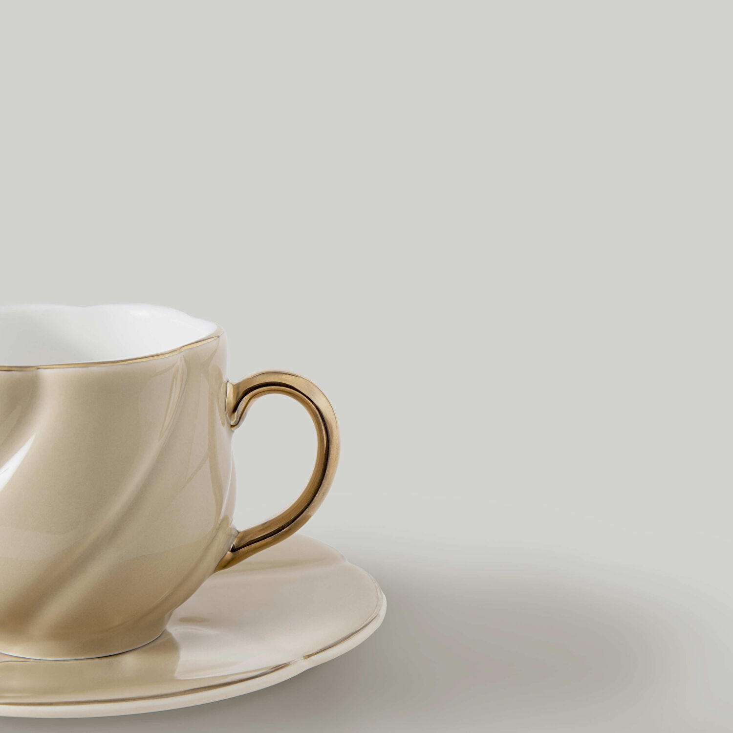 Linens Arias Porselen 4'lü 90 ml Kahve Fincan Takımı Somon Gold