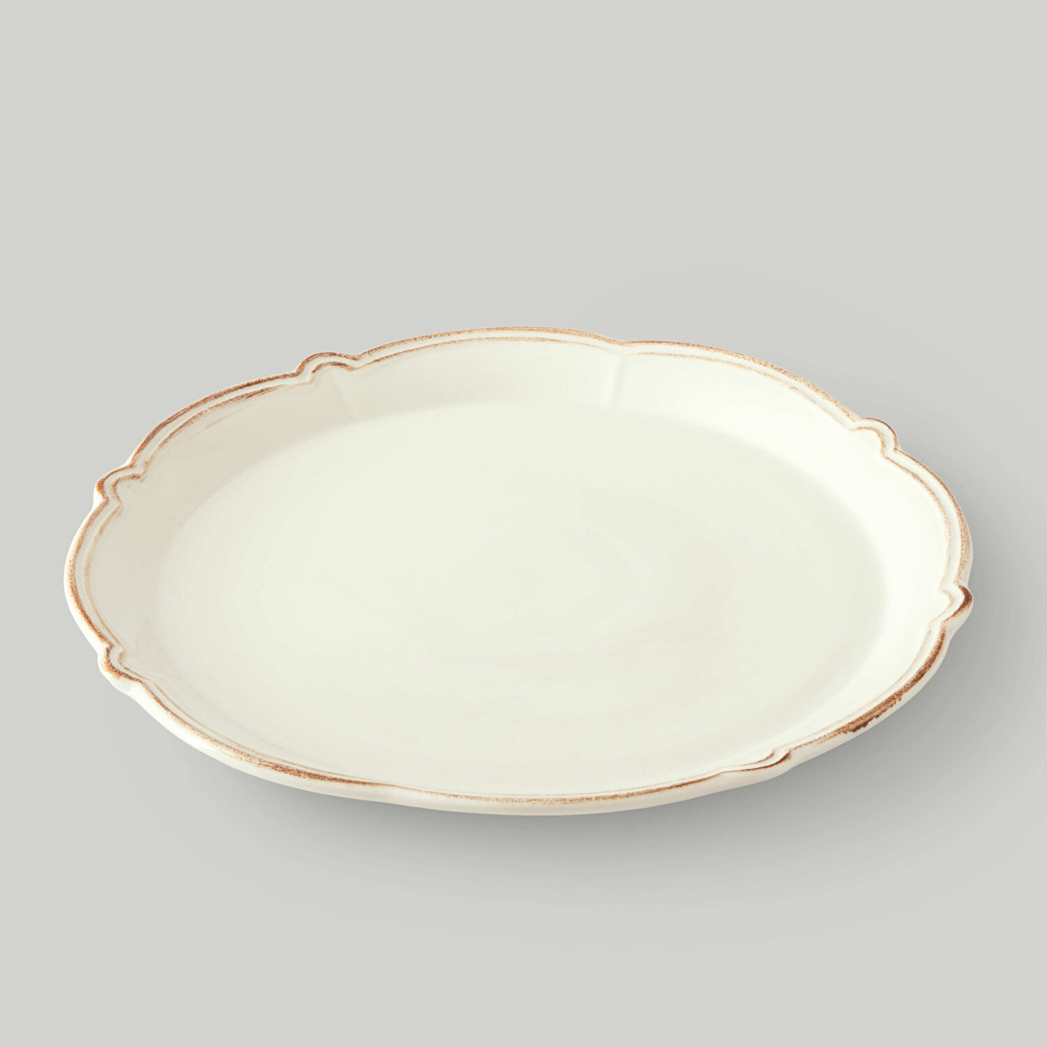 Linens Cinnamon Porselen 33 cm Supla/Sunum Tabağı Ekru-Kahve