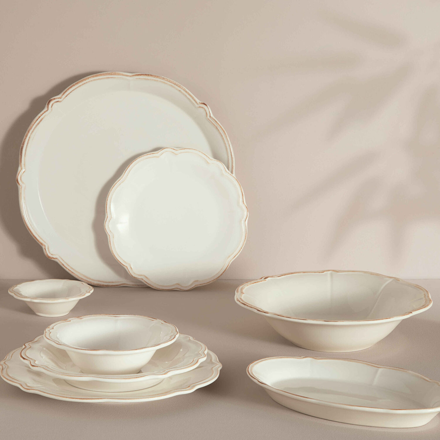 Linens Cinnamon Porselen 21 cm Pasta Tabağı Ekru-Kahve