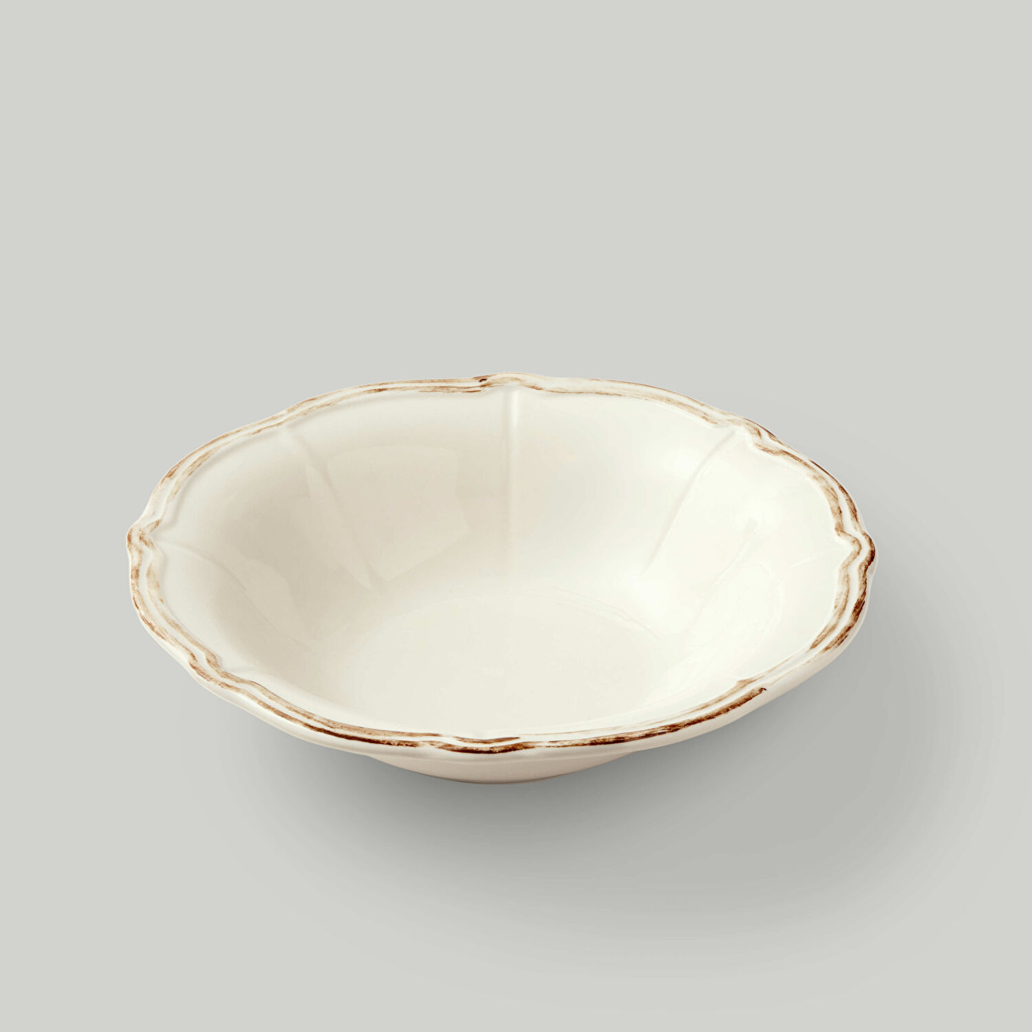 Linens Cinnamon Porselen 25 cm Salata Kasesi Ekru-Kahve