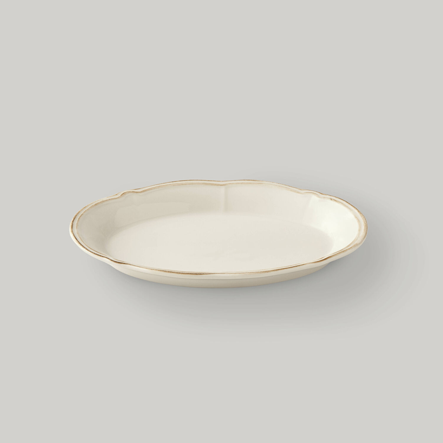 Linens Cinnamon Porselen 26 cm Kayık Tabak Ekru-Kahve