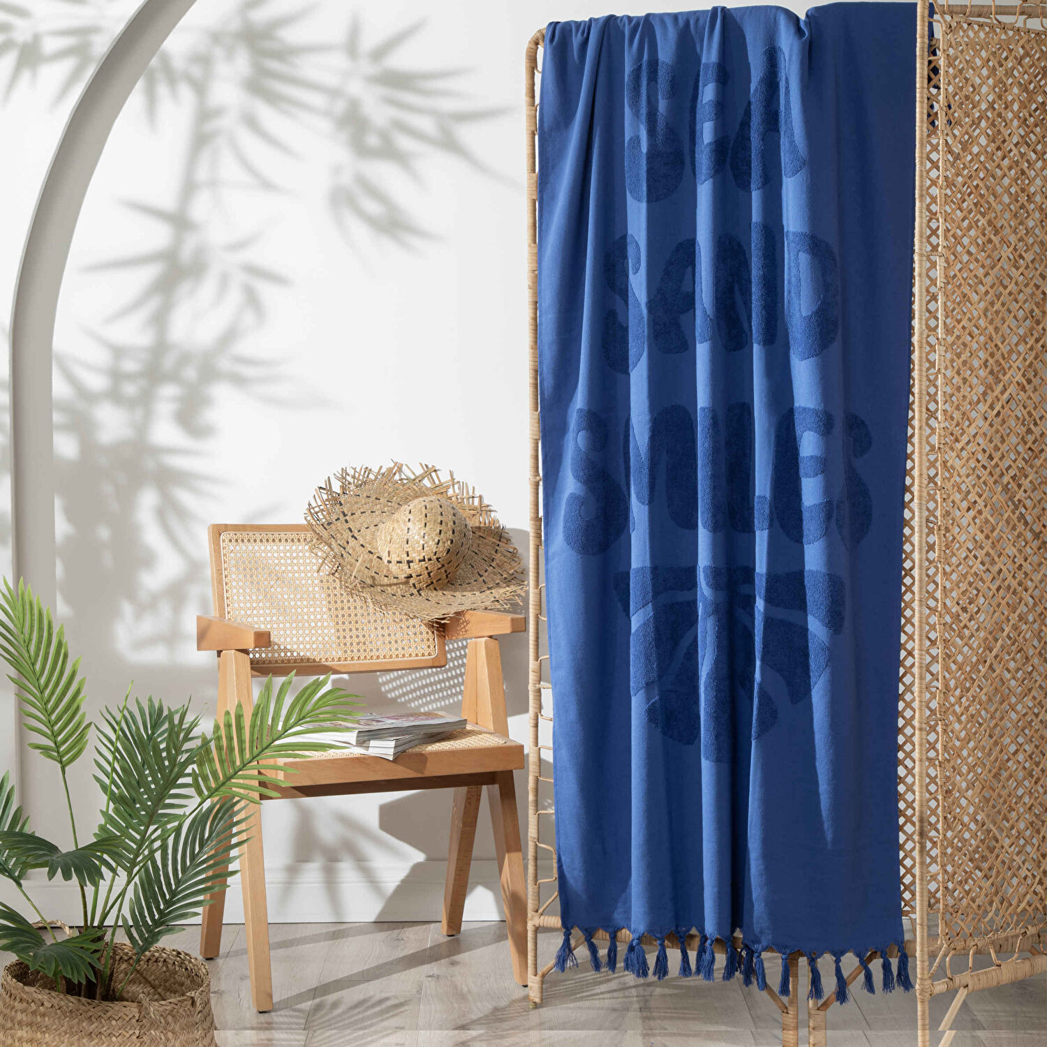 Linens Sandy 90x170 cm Plaj Havlusu Mavi