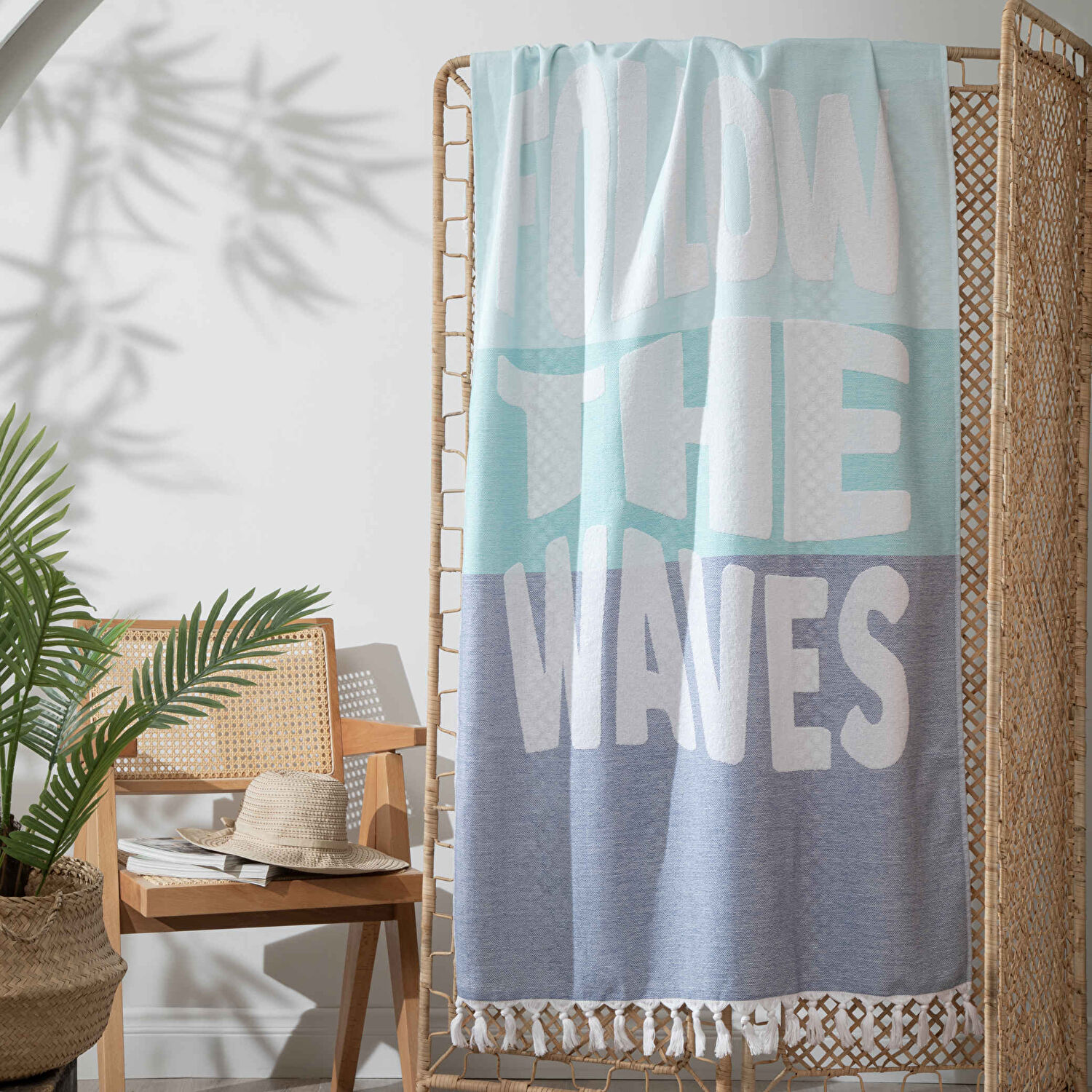 Linens Motto 90x170 cm Plaj Havlusu Turkuaz