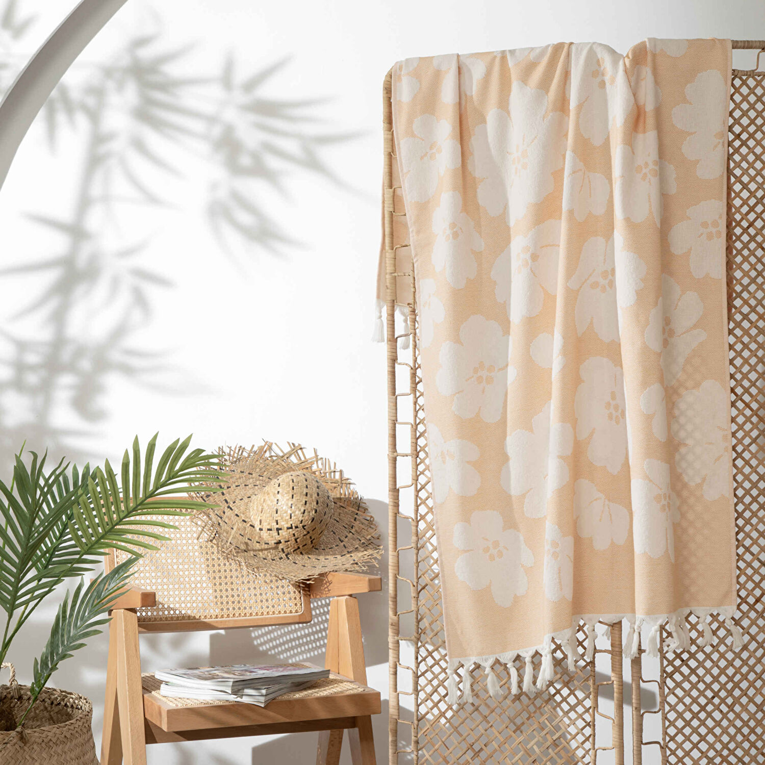 Linens Floral 90x170 cm Plaj Havlusu Somon