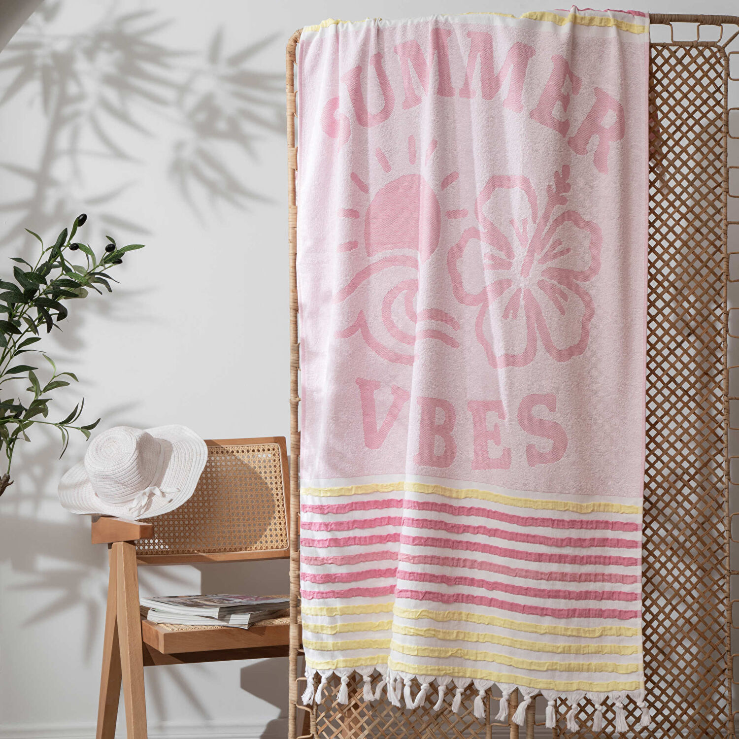 Linens Sunny 90x170 cm Plaj Havlusu Pembe