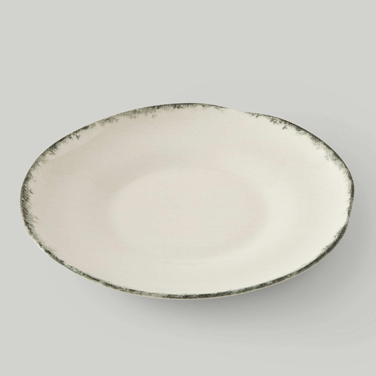 Linens Natura Porselen 28 cm Servis Tabağı Ekru-Antrasit