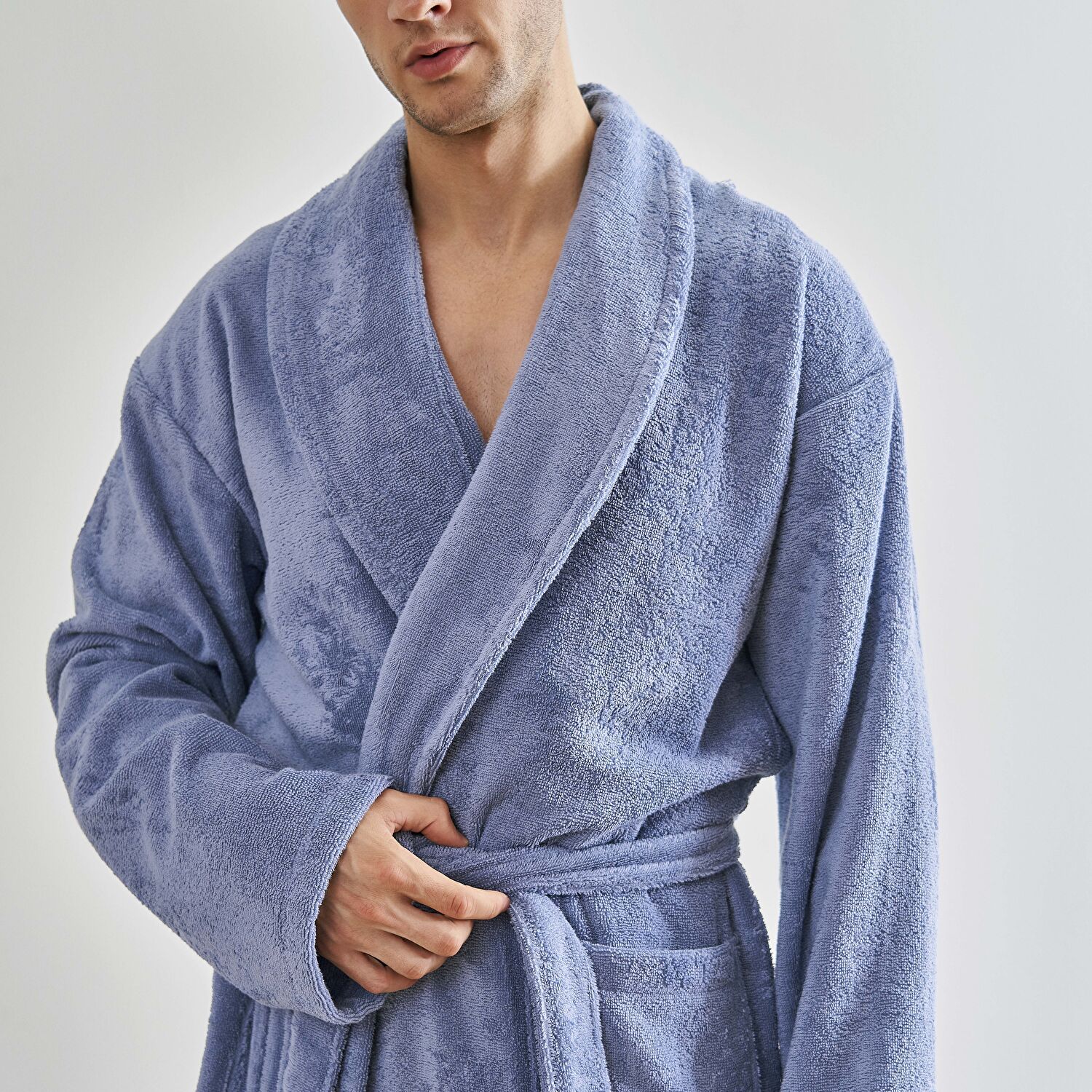 Linens Soft Pamuk Bornoz Mavi S