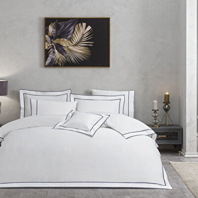 Valeron Duo Saten Çift Kişilik Nevresim Takımı Lacivert