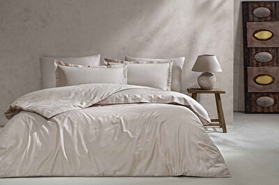 Linens Mix&Match Pamuk Saten 2'li Volanlı Yastık Kılıfı Seti Taş