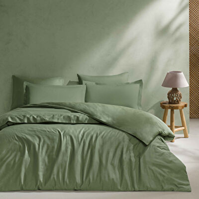 Linens Mix&Match Pamuk Saten Çift Kişilik Çarşaf Koyu Yeşil