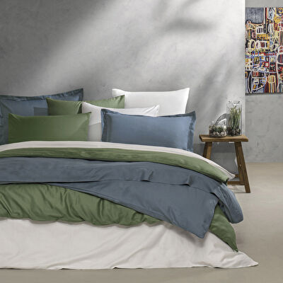 Linens Mix&Match Pamuk King Size Saten Nevresim Kılıfı Koyu Yeşil