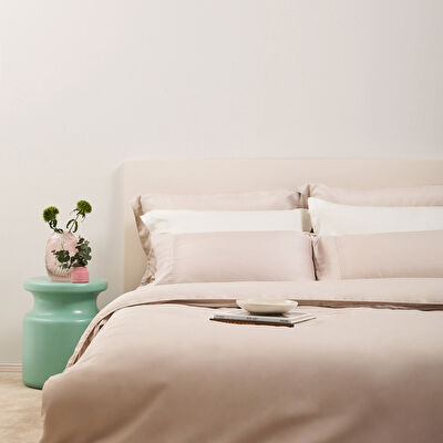 Linens X TENCEL™ Lyocell 2'li Volanlı Yastık Kılıfı Seti Bej