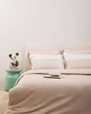 Linens Tencel 2'li Volanlı Yastık Kılıfı Bej