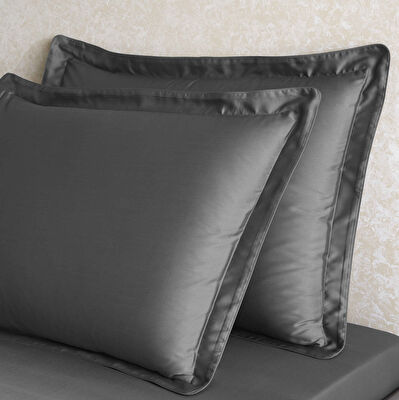 Linens Tencel 2'li Volanlı Yastık Kılıfı Antrasit