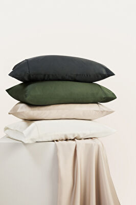 Linens Tencel 2'li Volanlı Yastık Kılıfı Antrasit
