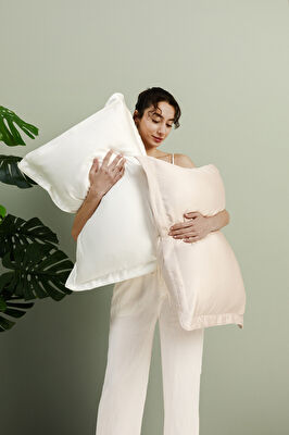 Linens X TENCEL™ Lyocell 2'li Volanlı Yastık Kılıfı Seti Beyaz