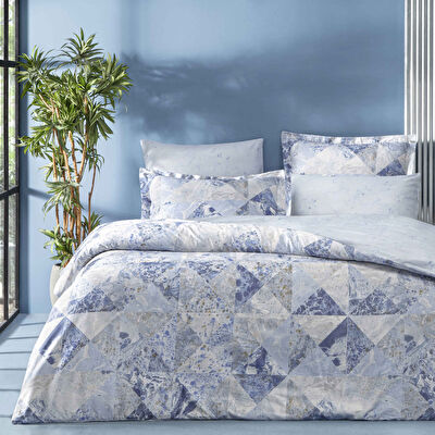 Linens Elation Pamuk Saten King Nevresim Takımı Mavi