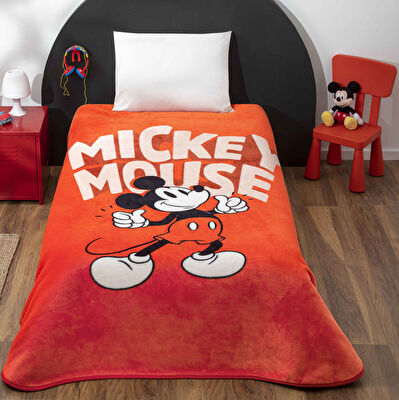 Lisanslı Disney Mickey Mouse Classic Red Tek Kişilik Battaniye