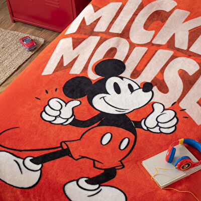 Lisanslı Disney Mickey Mouse Classic Red Tek Kişilik Battaniye