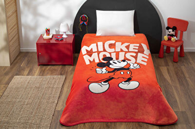 Lisanslı Disney Mickey Mouse Classic Red Tek Kişilik Battaniye