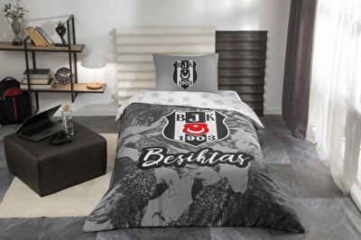 Taç Lisanslı Beşiktaş Kartal Tek Kişilik Pamuk Nevresim Takımı