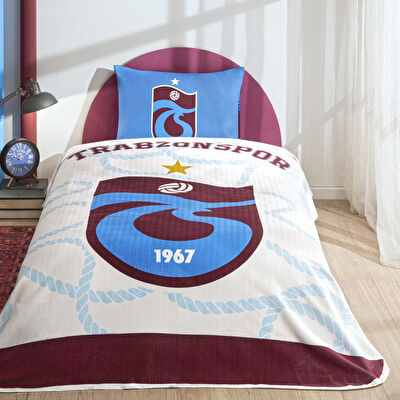 Taç Lisanslı Trabzonspor Mavi Tek Kişilik Pamuk Pike Takımı