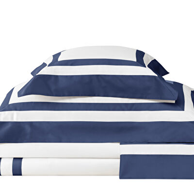 Valeron Nouveau Saten King Nevresim Takımı Lacivert